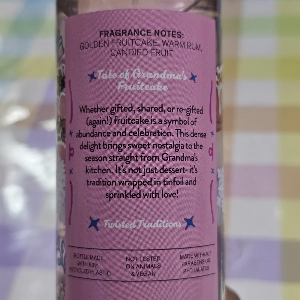 Bath & Body Works Grandma's Fruitcake Fine Fragrance Body Mist 8oz NEW RARE